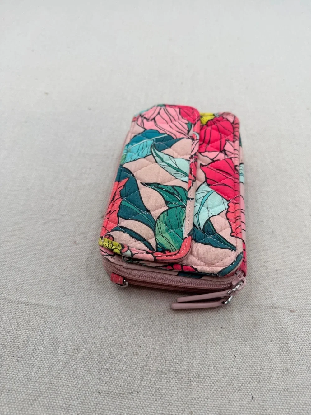 Floral Quilted Cosmetic Pouch - Pink Multi